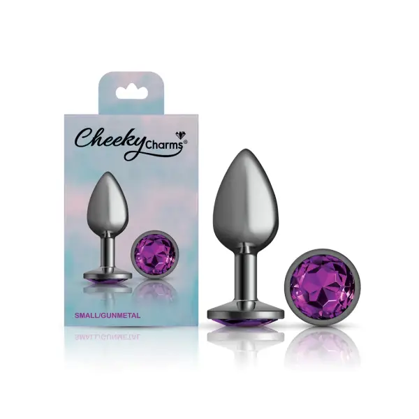 Cheeky Charms Purple Round Gem Metal Plug purple round gem metal butt plug - additional view