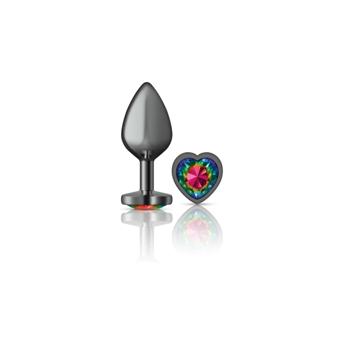Cheeky Charms Rainbow Heart Metal Plug rainbow heart metal butt plug - main image