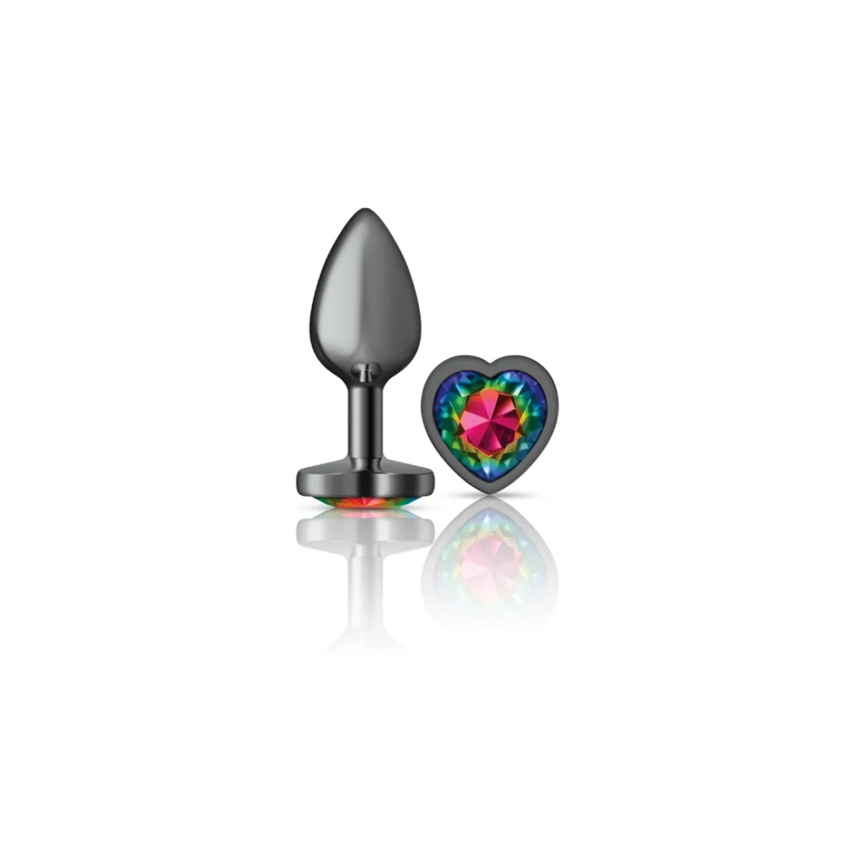Cheeky Charms Rainbow Heart Metal Plug rainbow heart metal butt plug - main image