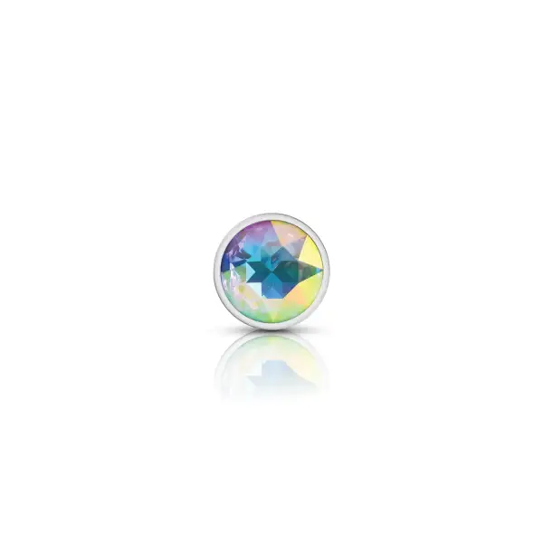 Clear Iridescent Round Gem Silver Metal Plug - Sm - metal butt plug - product image 4