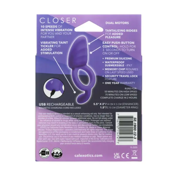 Closer Intimate Rechargeable Ring Passion - Purple - rechargeable vibrating cock ring - main product image Closer Intimate Rechargeable Ring Passion - Purple - rechargeable vibrating cock ring - main product image