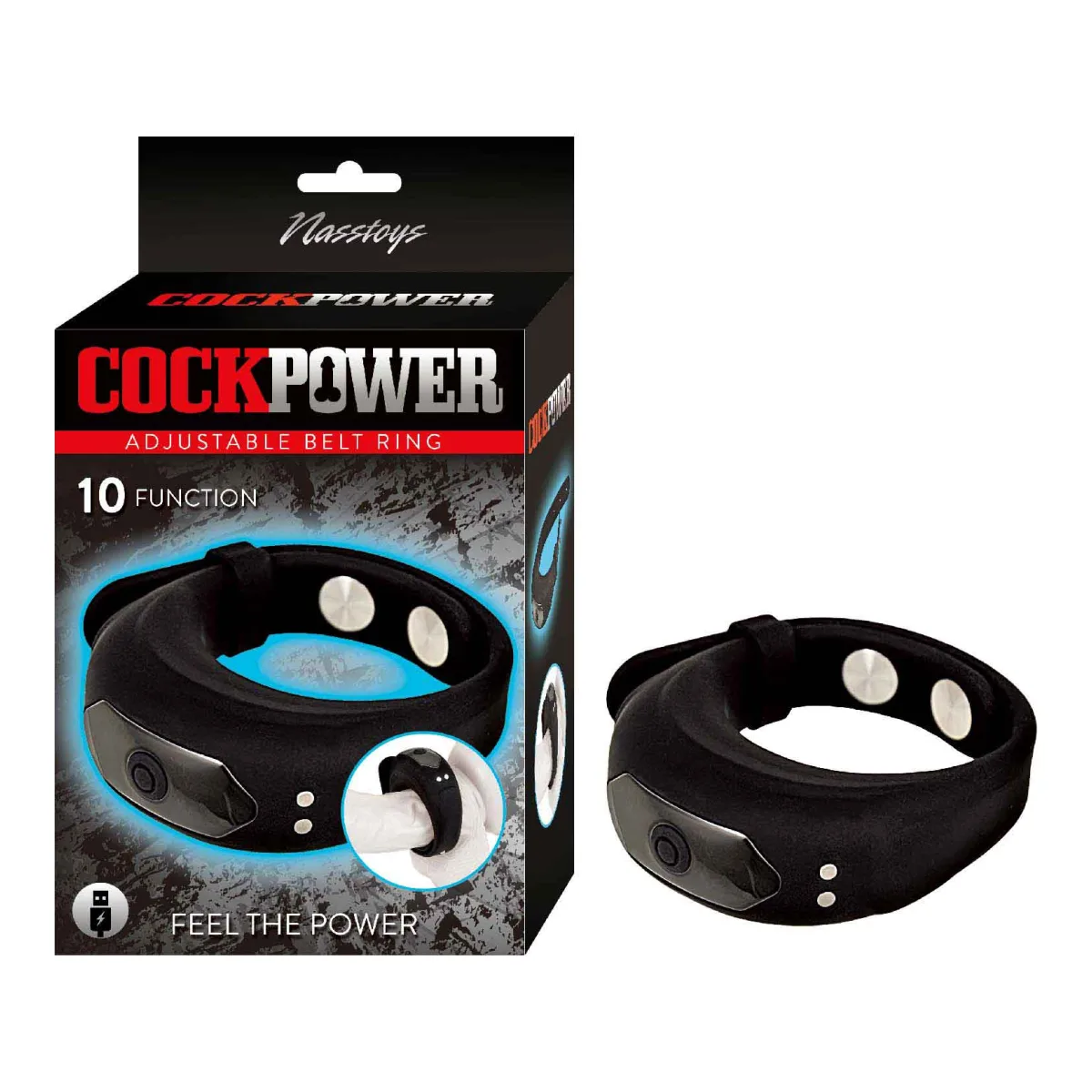Cockpower Adjustable Belt Ring - Black - adjustable cock ring - product image 2