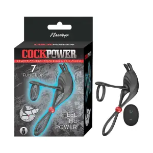 Cockpower Remote Control Cockring and Ball Cinch - Black remote control vibrating cock ring - main image