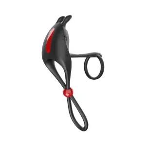 Cockpower Remote Control Cockring and Ball Cinch - Black remote control vibrating cock ring - product detail