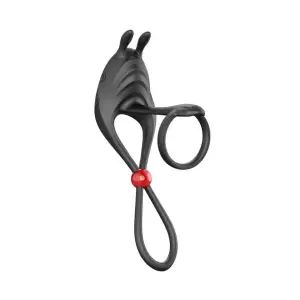 Cockpower Remote Control Cockring and Ball Cinch - Black remote control vibrating cock ring - additional view