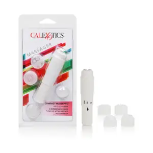 Compact Waterproof Personal Travel Massager With 4 Tips - White - massager vibrator - product image 3