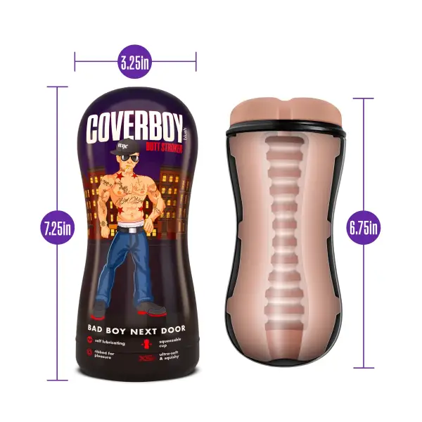 Coverboy - Bad Boy Next Door - Self Lubricating Stroker - Beige 5 Coverboy - Bad Boy Next Door - Self Lubricating Stroker - Beige male masturbator - additional view