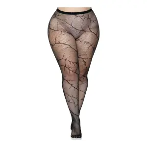 Cracked Fishnet Tights - 1x/2x - Black lingerie hosiery - alternate product image