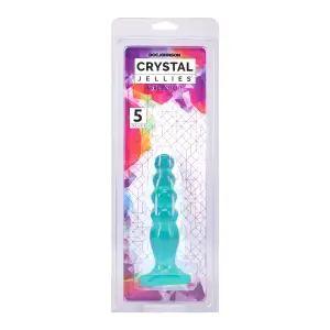 Crystal Jellies - Anal Delight - 5 in - Teal ribbed dildo anal - alternate product angle