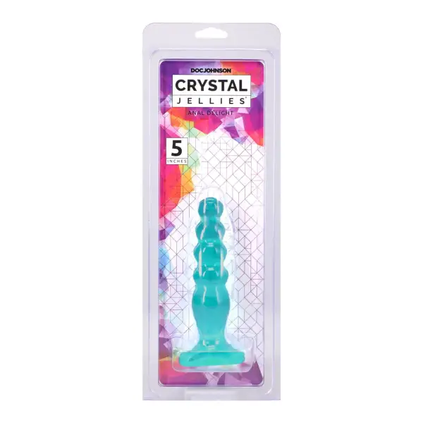 Crystal Jellies - Anal Delight - 5 in - Teal ribbed dildo anal - alternate product angle