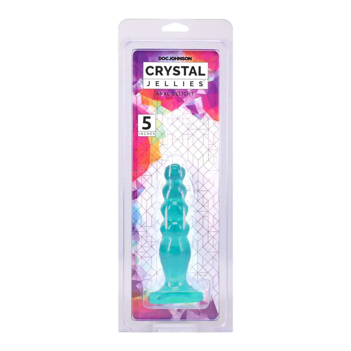 Crystal Jellies - Anal Delight - 5 in - Teal ribbed dildo anal - alternate product angle