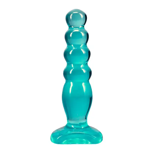 Crystal Jellies - Anal Delight - 5 in - Teal ribbed dildo anal - product detail