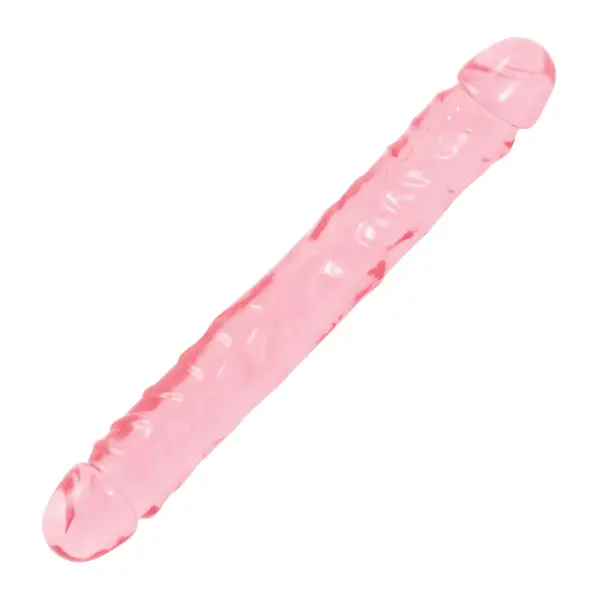 Crystal Jellies Jr. Double Dong 12 in - Pink double-ended dildo - main product image