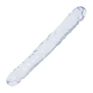 Crystal Jellies Jr Double Dong 12 in - Clear slim double dildo - main product image