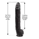 Dick Rambone Cock - 17 in - Black big black realistic dildo - main product image