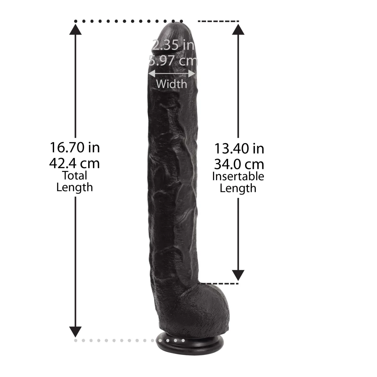 Dick Rambone Cock - 17 in - Black big black realistic dildo - main product image