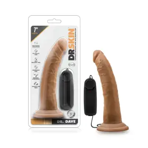 Dr. Skin - Dr. Dave - 7 Inch Vibrating Cock With Suction Cup - Mocha - harness compatible dildo - product image 2