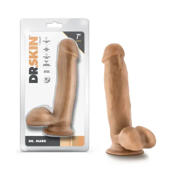 Dr. Skin - Dr. Mark - 7 Inch Dildo With Balls - Tan - harness compatible dildo - product image 3