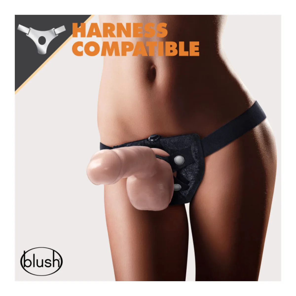 Dr. Skin Glide - 8.5 Inch Self Lubricating Dildo With Balls - Vanilla - harness compatible dildo - main product image