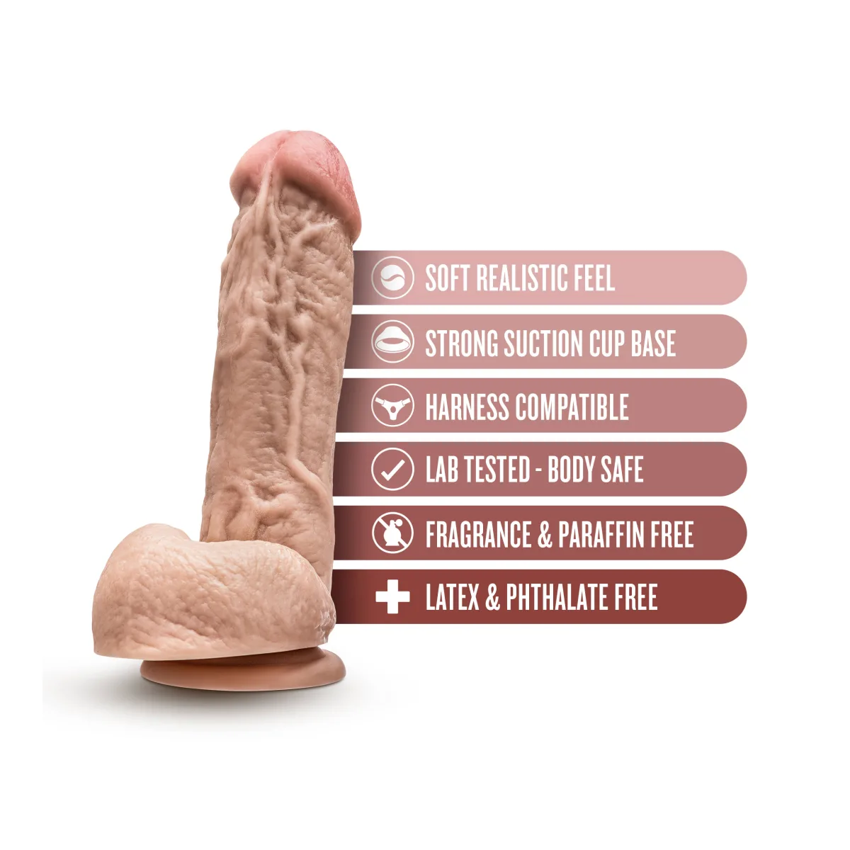 Dr. Skin - Mr. D - 8.5 Inch Dildo With Balls - Beige - strap on dildo harness - main product image