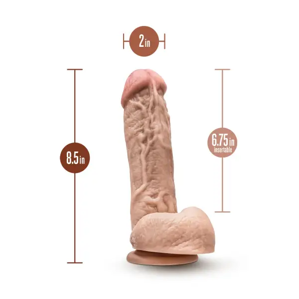 Dr. Skin - Mr. D - 8.5 Inch Dildo With Balls - Beige - strap on dildo harness - product image 2