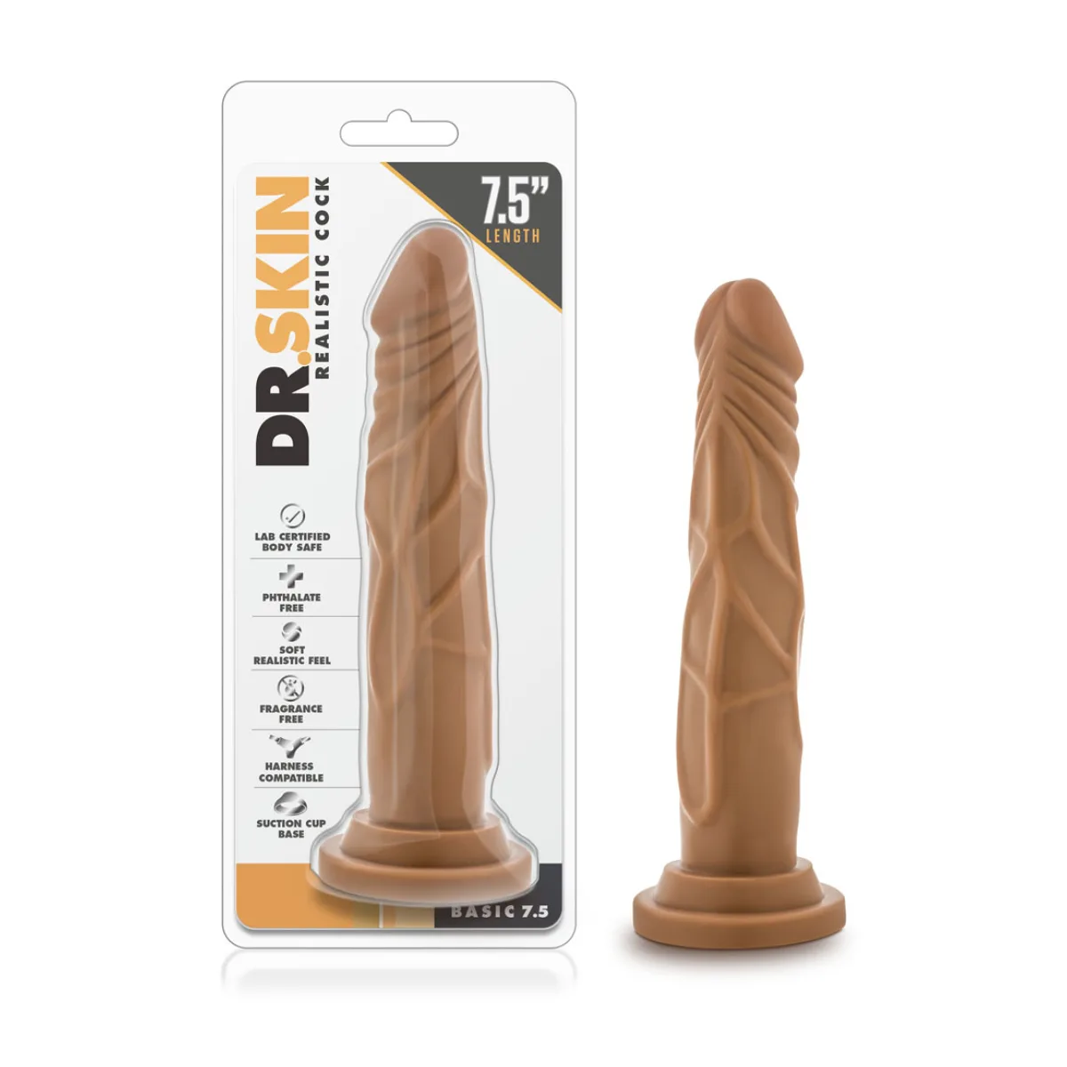 Dr. Skin - Realistic Cock - Basic 7.5 - Mocha realistic cock dildo - alternate product angle
