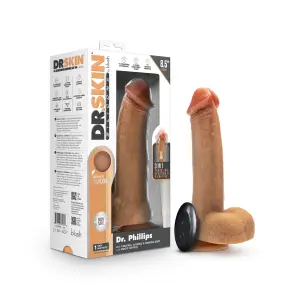 Dr. Skin Silicone - Dr. Phillips - 8.5 Inch Thrusting Dildo - Tan - thrusting vibrator - product image 2
