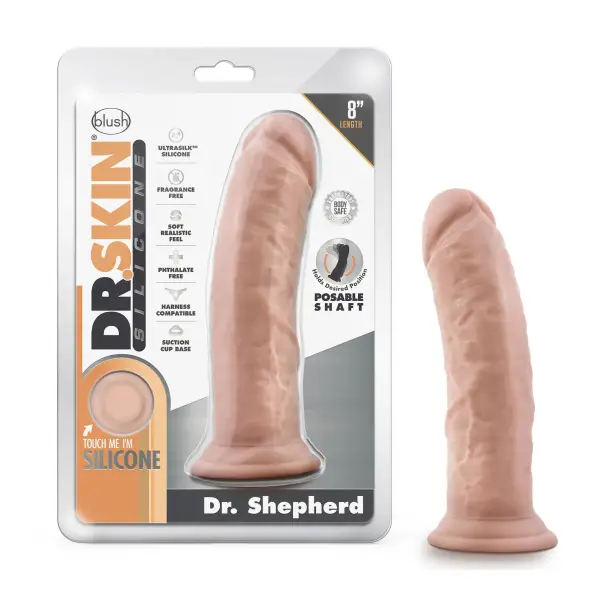 Dr. Skin Silicone - Dr. Shepherd - 8 Inch Dildo With Suction Cup - Vanilla - harness compatible dildo - product image 5