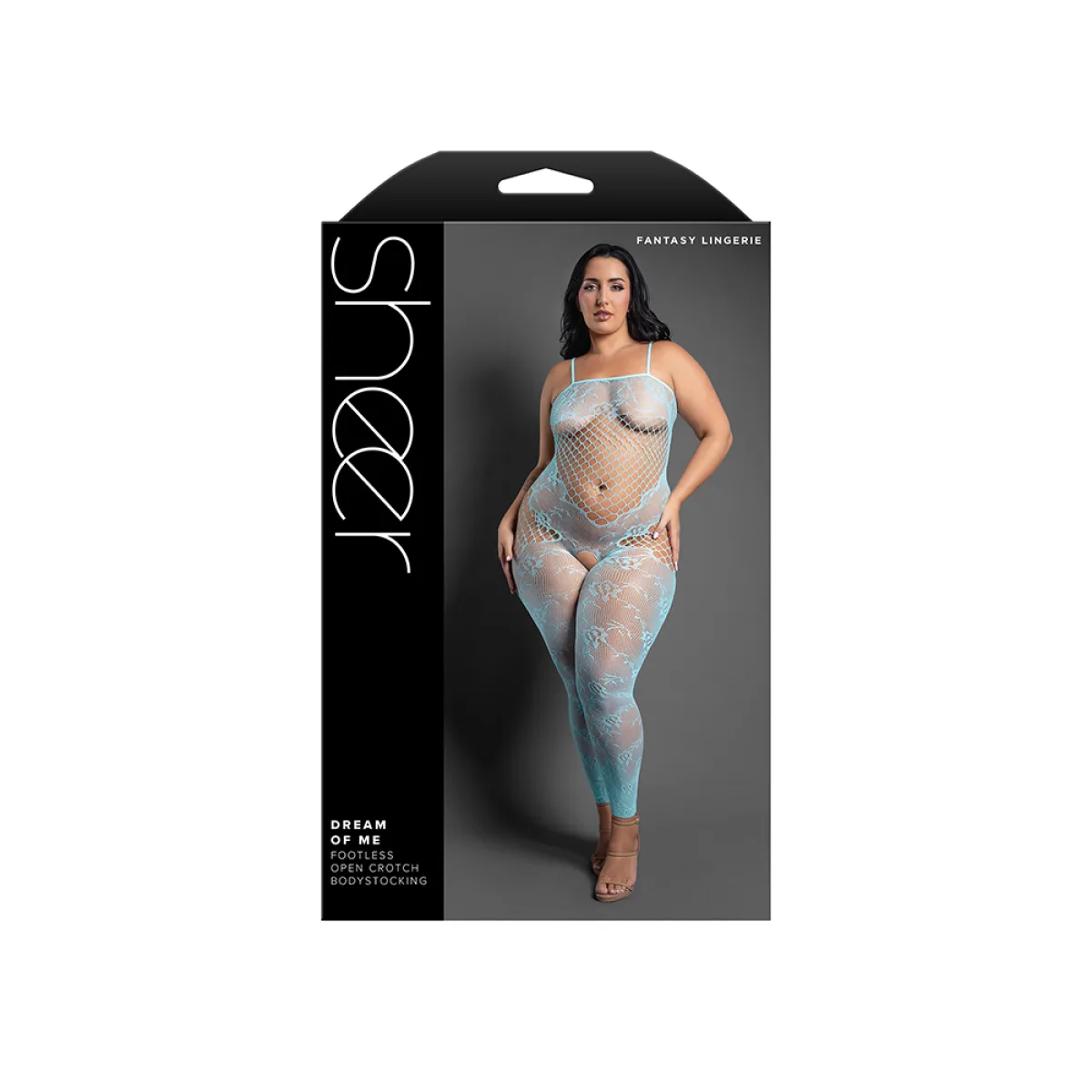 Dream of Me Footless Open Crotch Bodystocking - Queen - Light Blue sexy crotchless lingerie - main product image