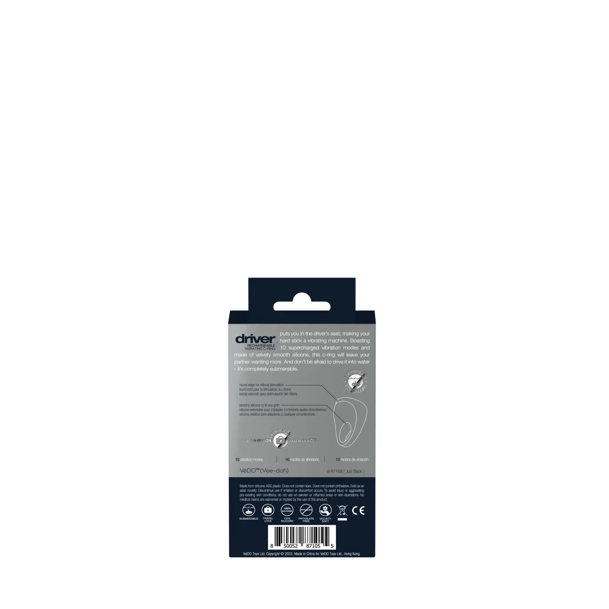Driver Rechargeable Vibrating C-Ring - Black - cock ring vibrator - main product image