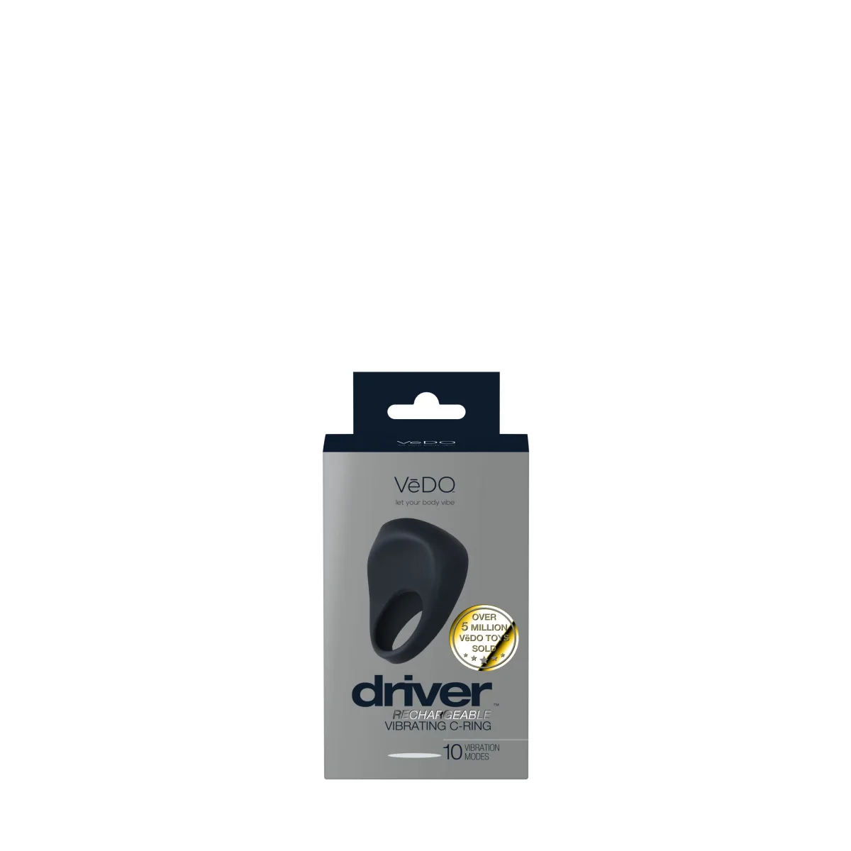 Driver Rechargeable Vibrating C-Ring - Black - cock ring vibrator - product image 2
