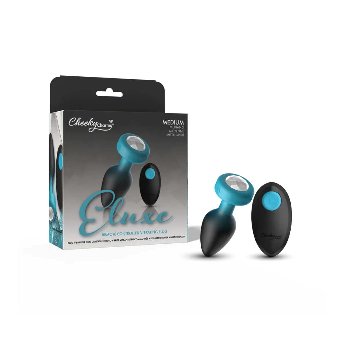 Eluxe Vibrating Clr Gem Bluombre Plug Md With Remote remote vibrating butt plug - main image