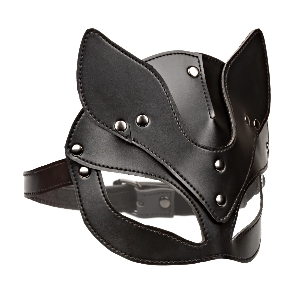 Euphoria Collection Cat Mask - Black bondage mask - alternate product angle