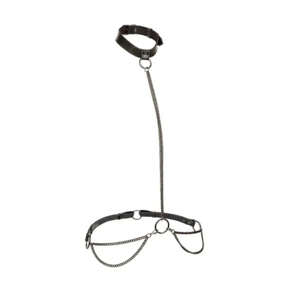 Euphoria Collection Plus Size Chain Halter/collar and Leash - Black fetish wear - alternate product image