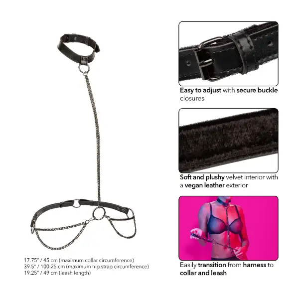 Euphoria Collection Chain Halter/collar and Leash - Black sexy lingerie - alternate product image