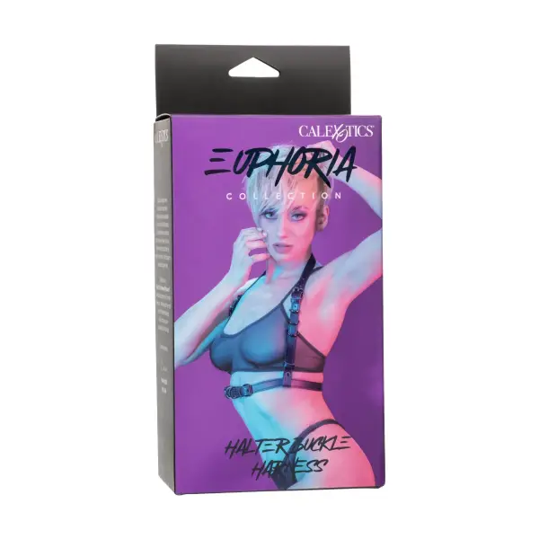 Euphoria Collection Halter Buckle Harness - Black bondage toys - detail view