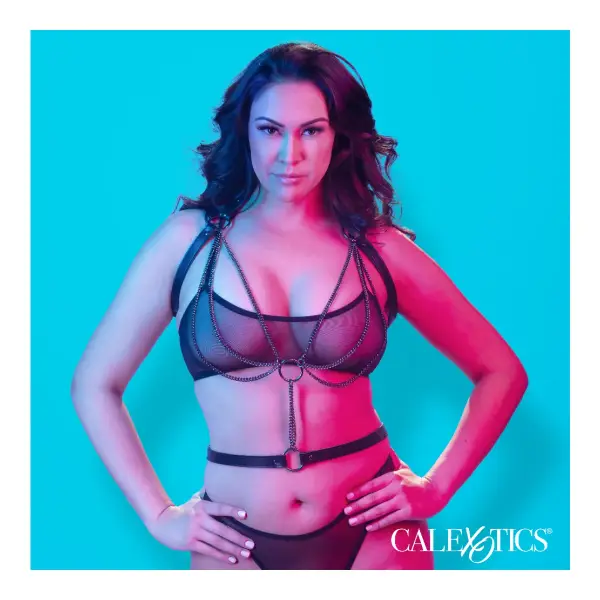 Euphoria Collection Plus Size Multi Chain Halter - Black sexy lingerie - alternate product image