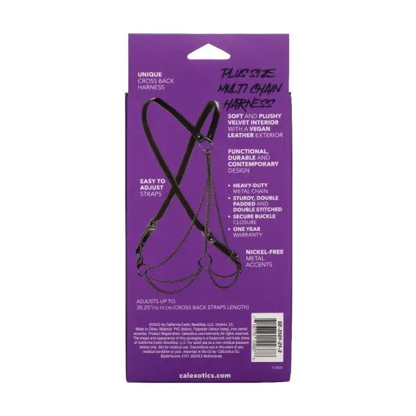 Euphoria Collection Plus Size Multi Chain Harness - Black fetish wear - alternate product image