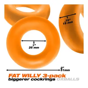 Fat Willy 3-Pack Jumbo Cockring - Orange penis ring - main image