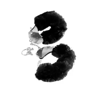 Fetish Fantasy Series Furry Cuffs - Black bondage cuffs - detail view