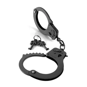 Fetish Fantasy Series Designer Metal Handcuffs - Black bondage cuffs - detail view