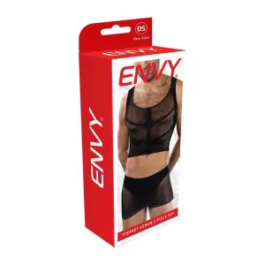 Fishnet Armor 2 Piece Set - Os - Black 3 Fishnet Armor 2 Piece Set - Os - Black sexy men lingerie - main product image