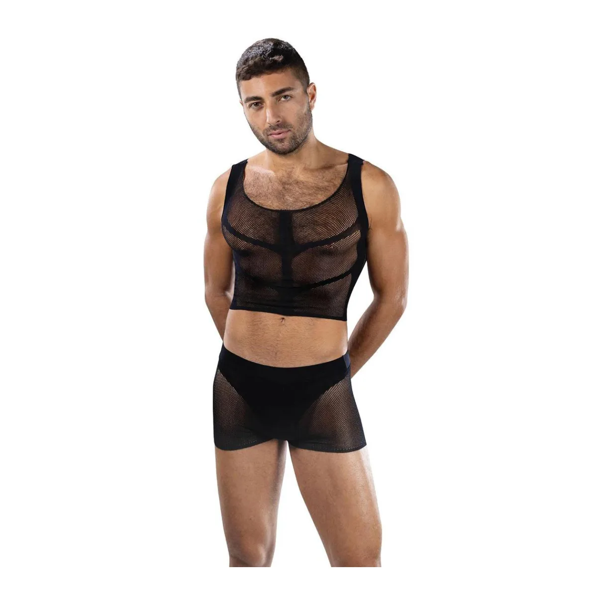 Fishnet Armor 2 Piece Set - Os - Black sexy men lingerie - alternate product image