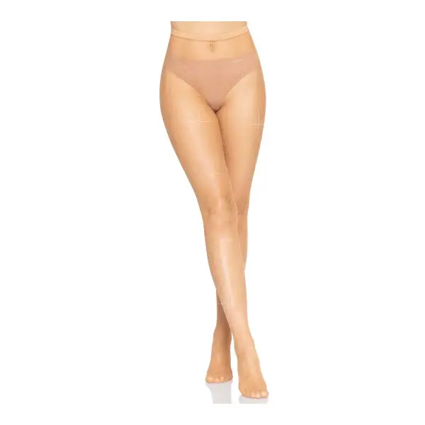 Fishnet Crystalized Tights With Multi Sized Iridescent Rhinestone - One Size - Caramel lingerie hosiery - alternate product image
