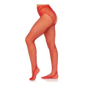 French Cut Crotchless Fishnet - One Size - Red crotchless lingerie - alternate product image