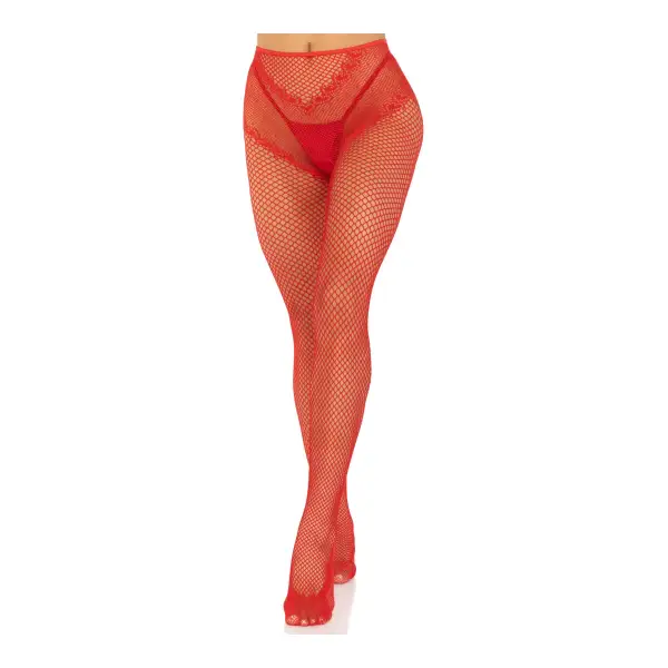 French Cut Crotchless Fishnet - One Size - Red crotchless lingerie - alternate product image