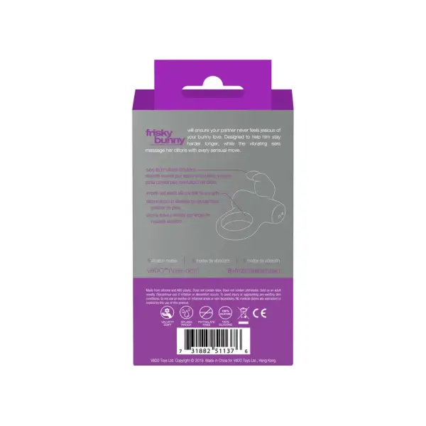 Frisky Bunny Vibrating Ring Perfectly Purple - rabbit vibrating cock ring - product image 4