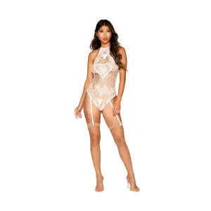Garter Teddy - One Size - White teddy lingerie - alternate product image
