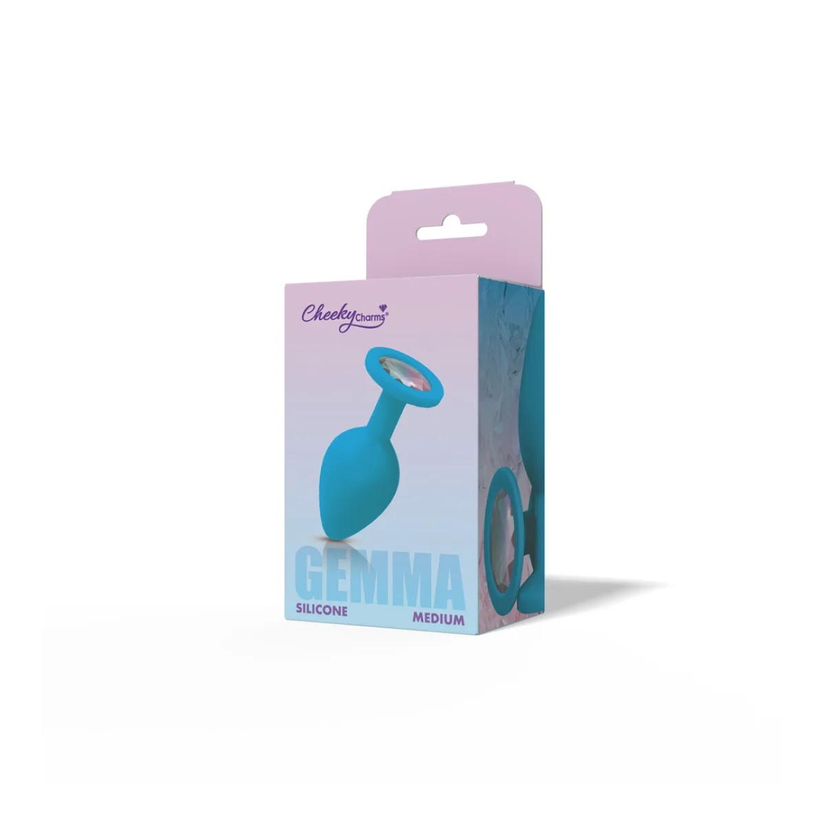 Gemma Clear Iridescent Gem Teal Silicone Plug - M teal silicone gem butt plug - main image