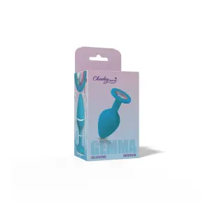 Gemma Clear Iridescent Gem Teal Silicone Plug - M teal silicone gem butt plug - alternate angle